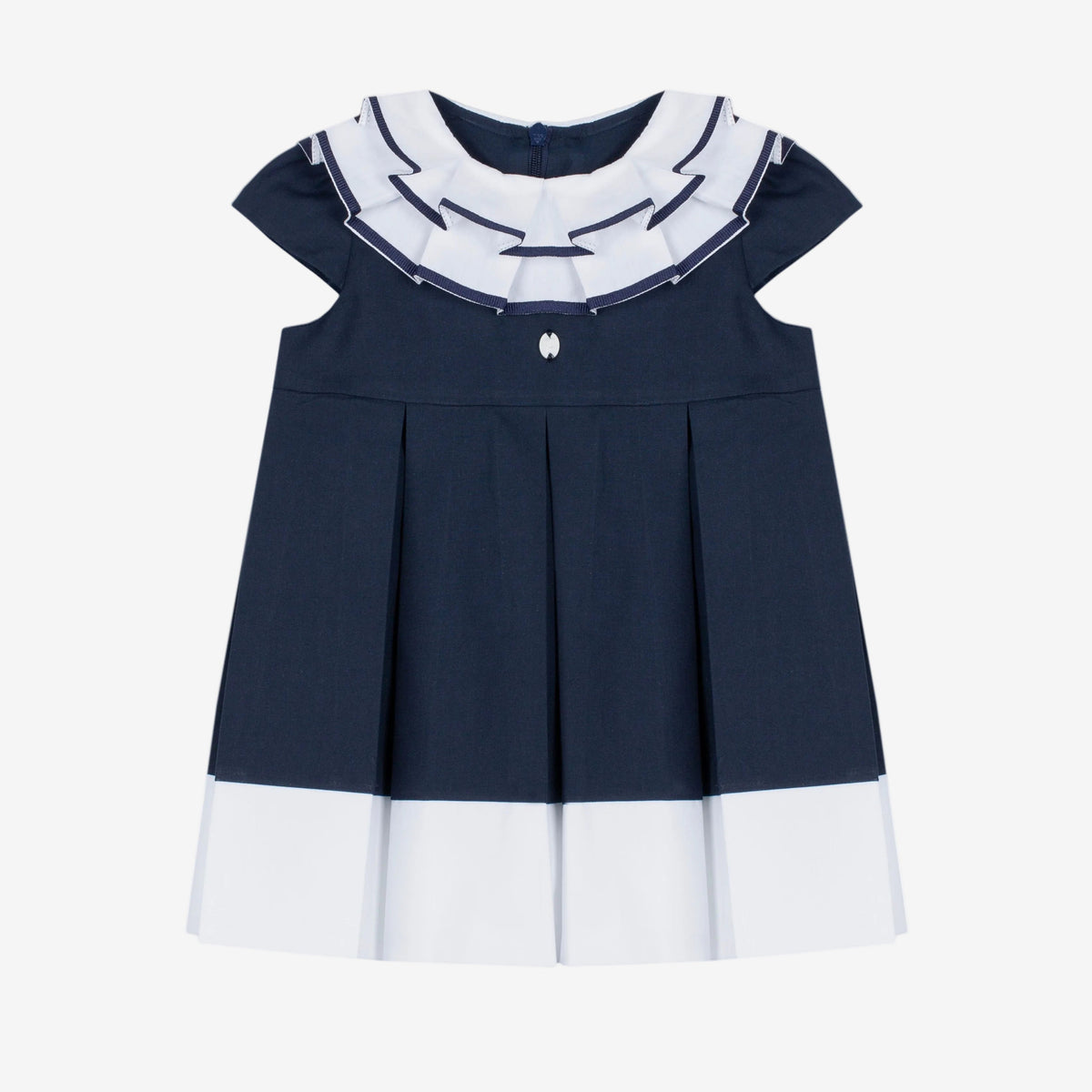 Patachou Girls Navy Dress with White Contrast | Casa Childrenswear