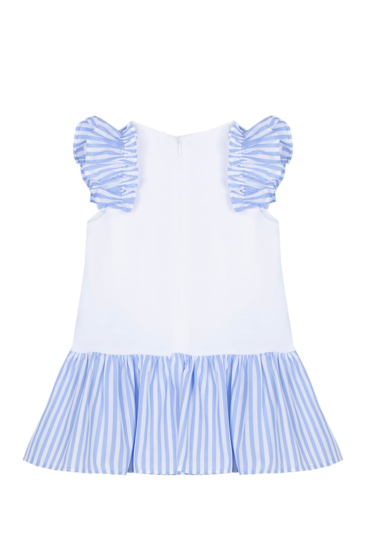 Patachou Girls White & Blue Jersey Dress | Casa Childrenswear