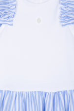 Patachou Girls White & Blue Jersey Dress | Casa Childrenswear