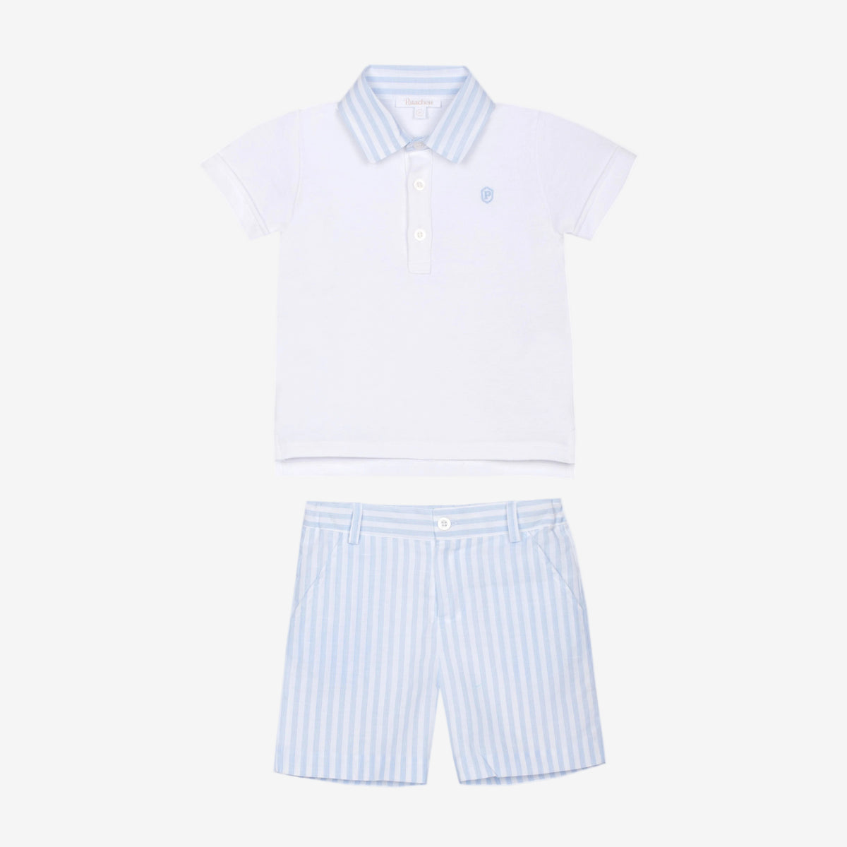 Patachou Baby Boys White Polo Short Set | Casa Childrenswear