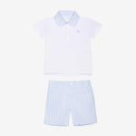 Patachou Baby Boys White Polo Short Set | Casa Childrenswear