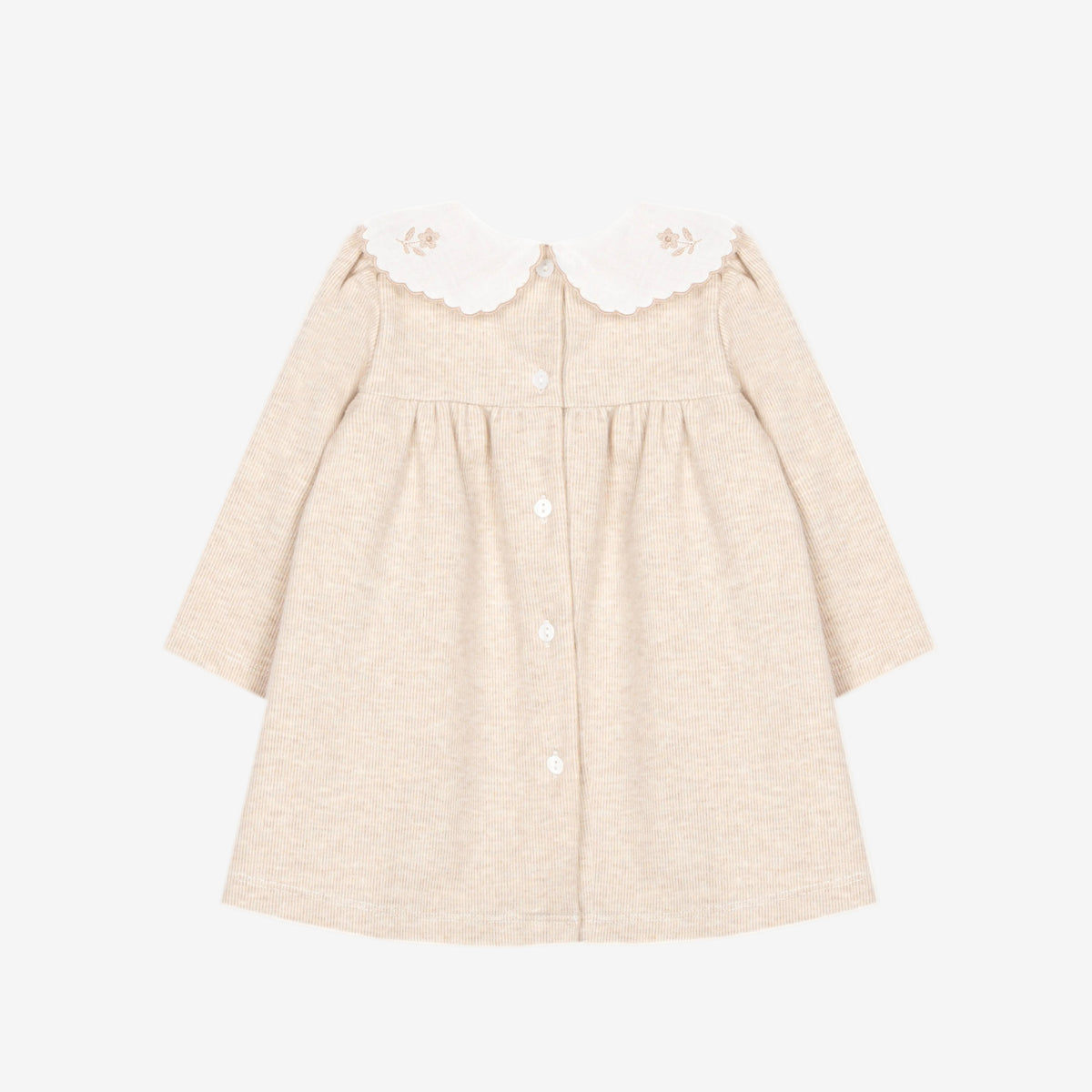 Patachou Baby Girls Beige Dress with Embroidered Collar | Casa Childrenswear