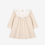 Patachou Baby Girls Beige Dress with Embroidered Collar | Casa Childrenswear