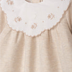 Patachou Baby Girls Beige Dress with Embroidered Collar | Casa Childrenswear