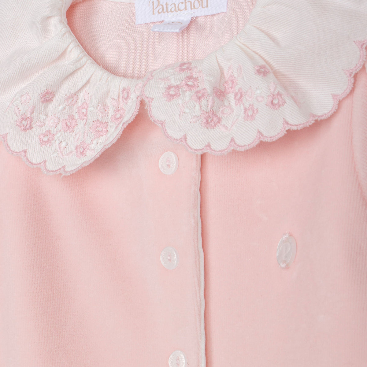 Patachou Baby Girls Pink Babygrow with Embroidered Collar | Casa Childrenswear