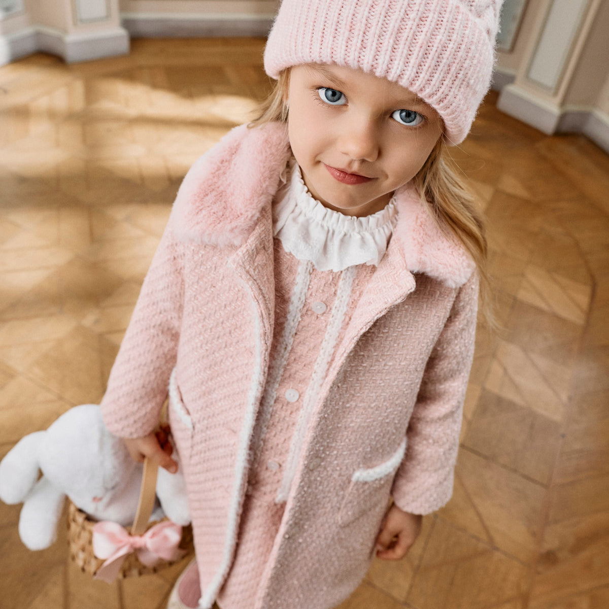 Patachou Girls Pale Pink Tweed Jacket | Casa Childrenswear