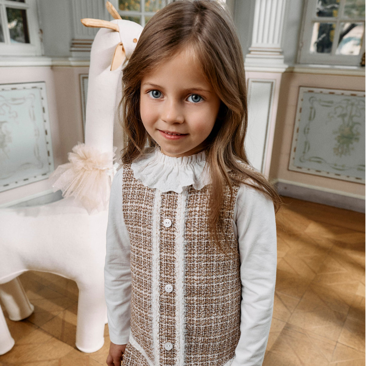 Patachou Infant Girls Light Brown Tweed Set | Casa Childrenswear