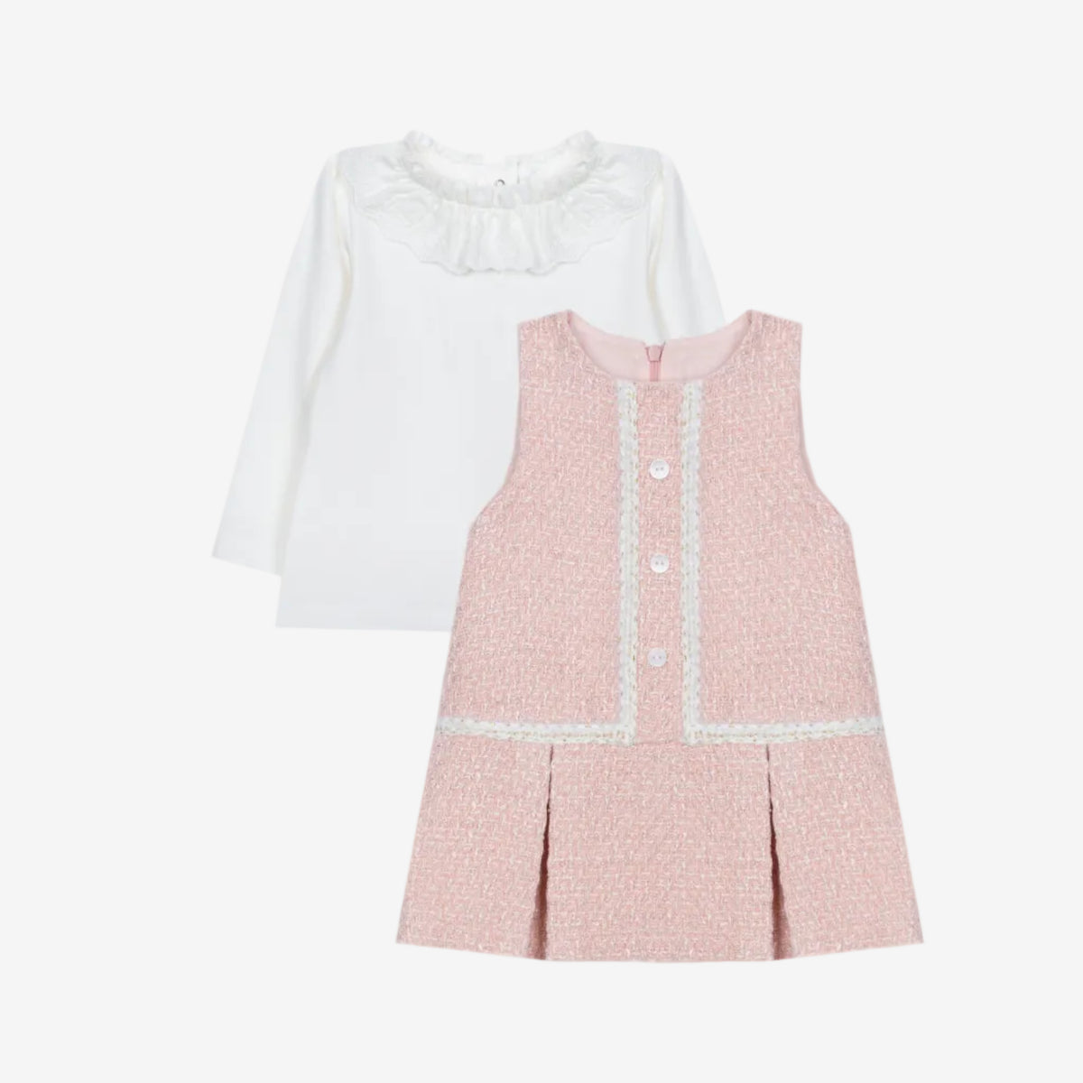 Patachou Girls Pale Pink Tweed Set | Casa Childrenswear