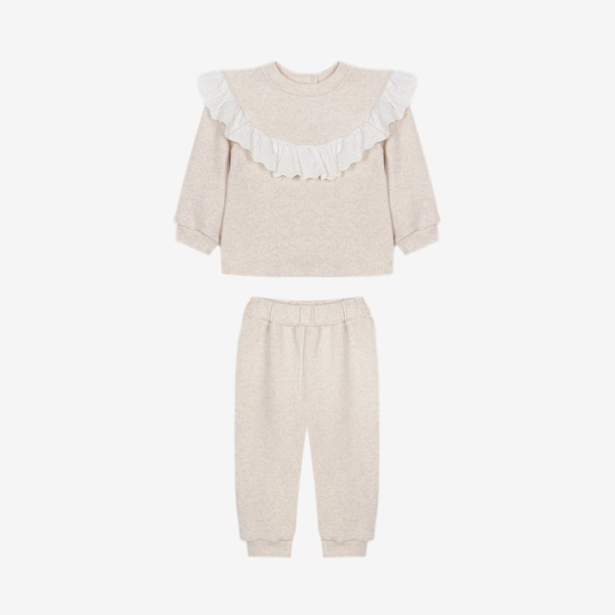 Patachou Girls Beige Set with Ruffle Detail | Casa Childrenswear