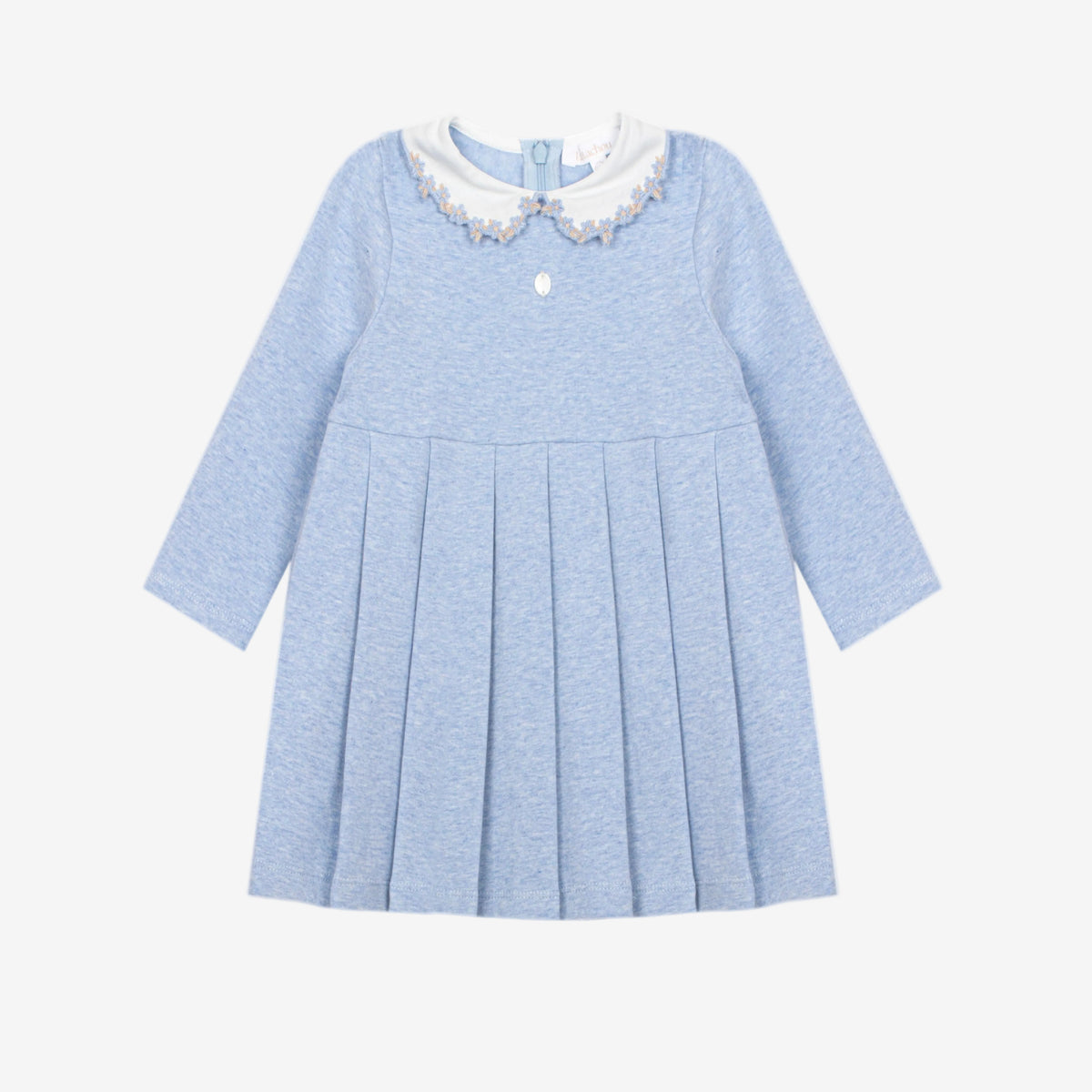 Patachou Infant Girls Blue Dress with Embroidered Collar | Casa Childrenswear