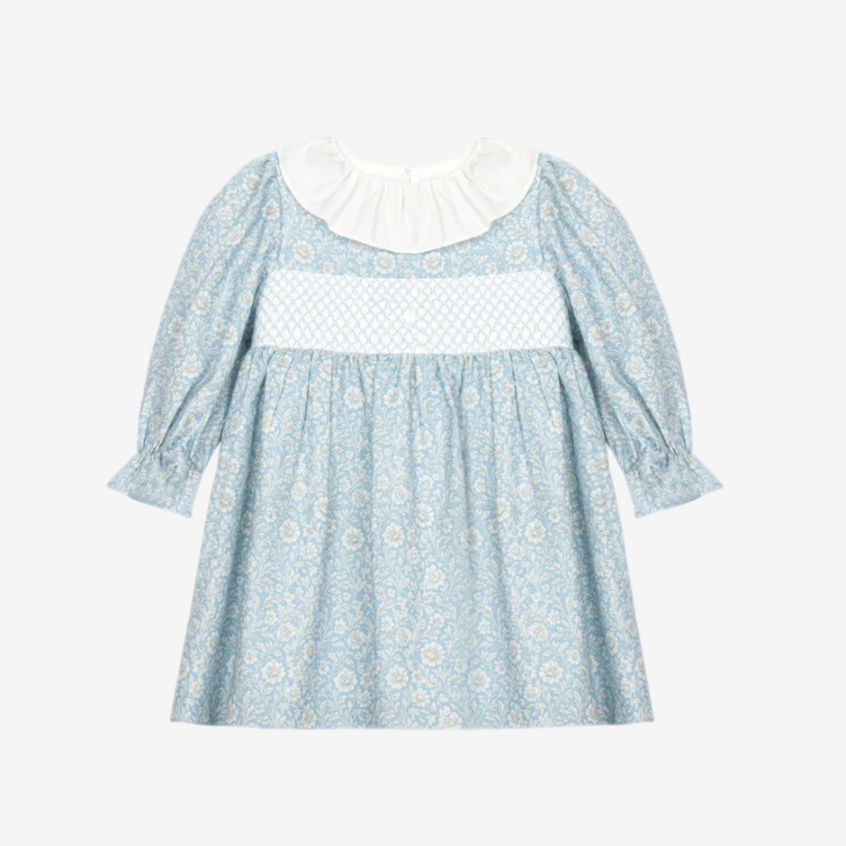 Patachou Infant Girls Blue Dress with Floral Print | Casa Childrenswear