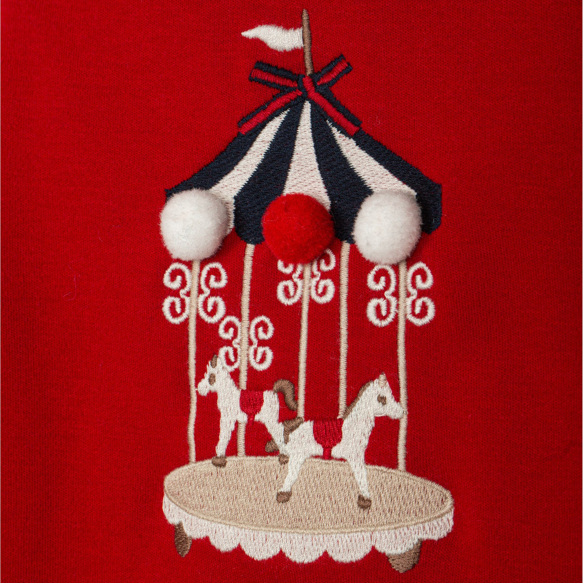Patachou Infant Girls Red Dress with Embroidered Carousel | Casa Childrenswear