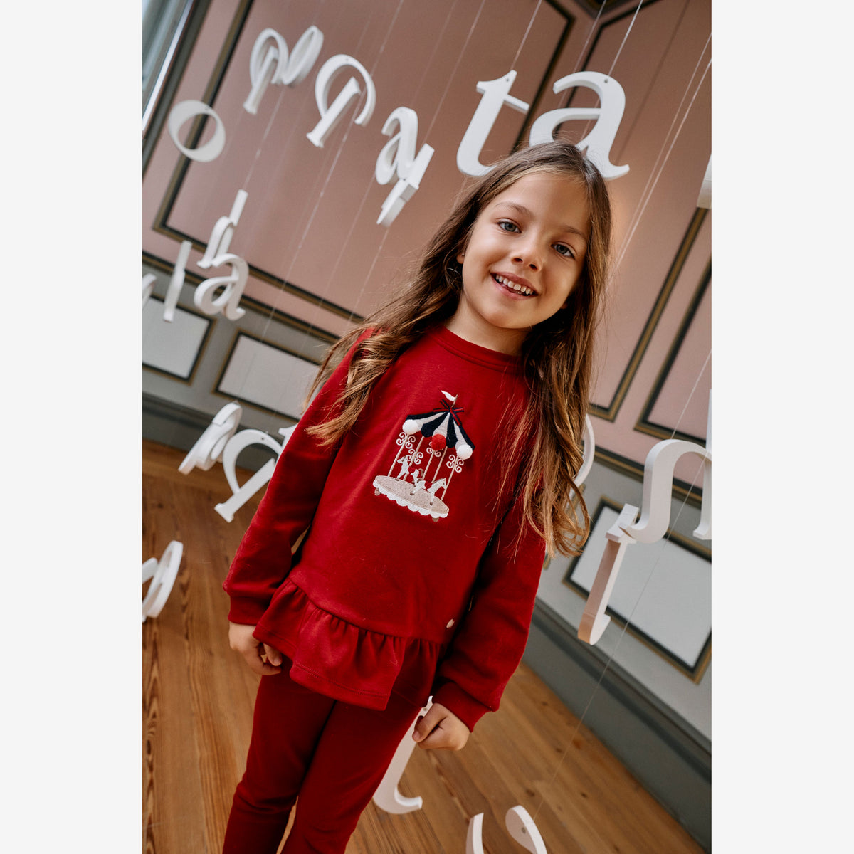 Patachou Infant Girls Red Set with Carousel | Casa Childrenswear