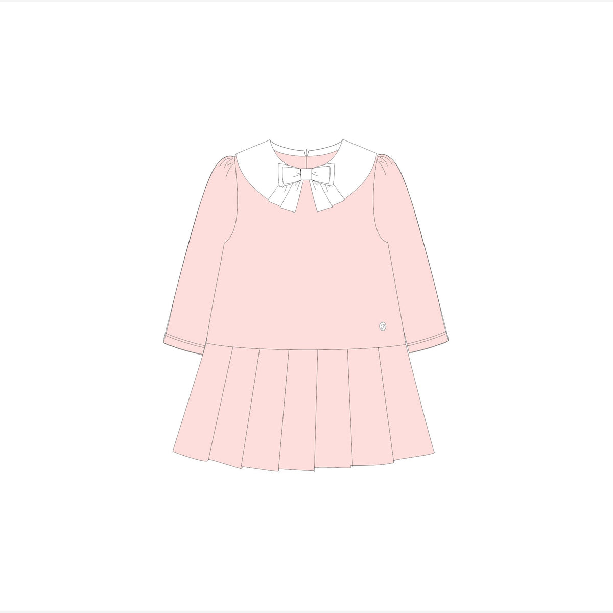Patachou Girls Pink Dress White Collar & Bow | Casa Childrenswear