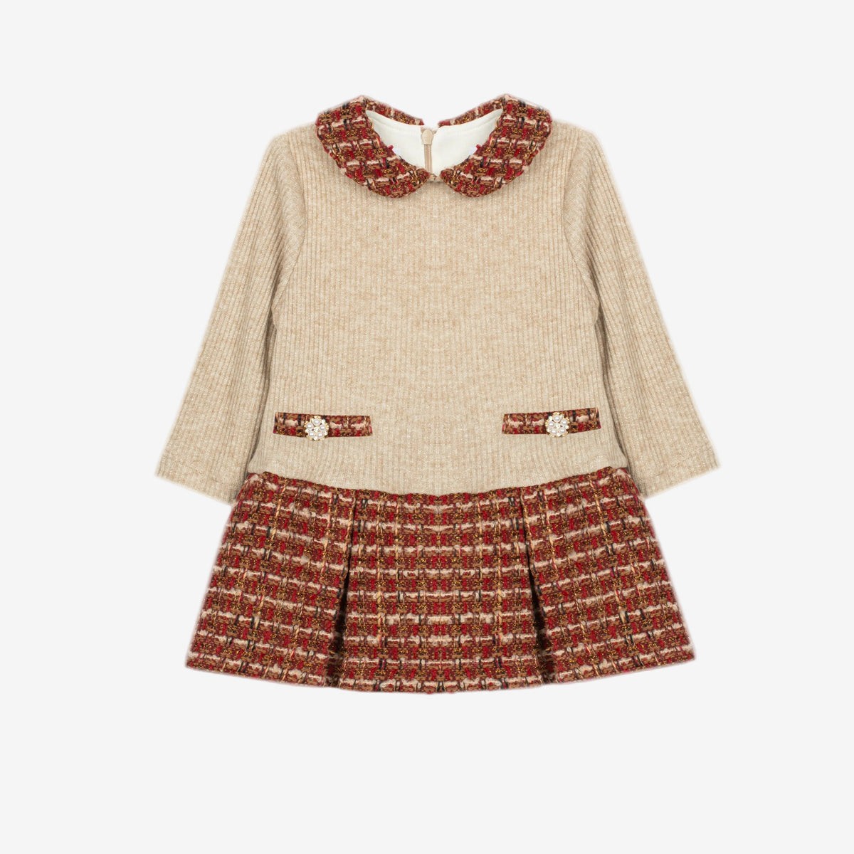 Patachou Girls Dress with Tweed Detail | Casa Childrenswear
