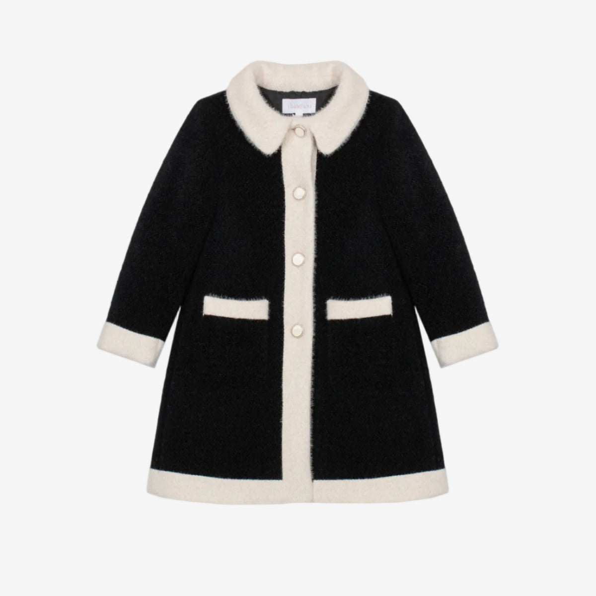 Patachou Girls Elegant Black Coat | Casa Childrenswear