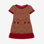 Patachou Girls Burgundy Tweed Dress with Details | Casa Childrenswear