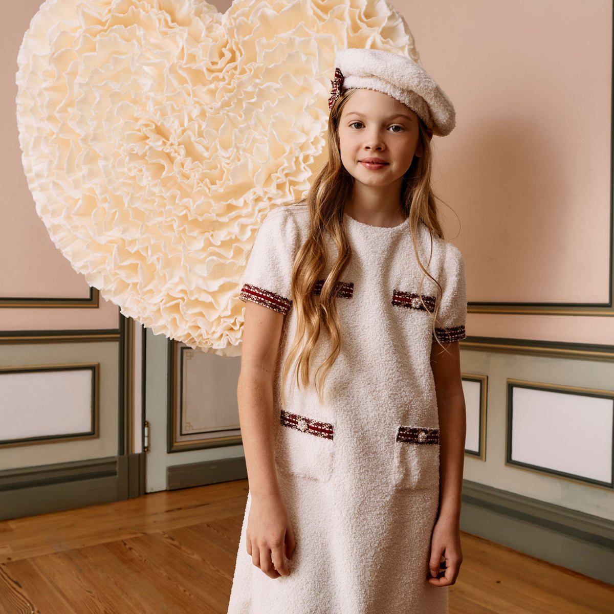 Patachou Girls Ivory Bouclé Dress | Casa Childrenswear