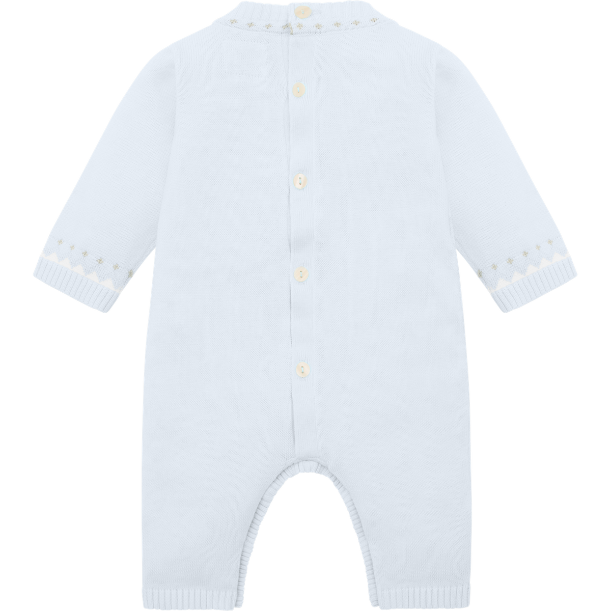 Kristian Blue Kniited Babygrow with Bear Print & Hat