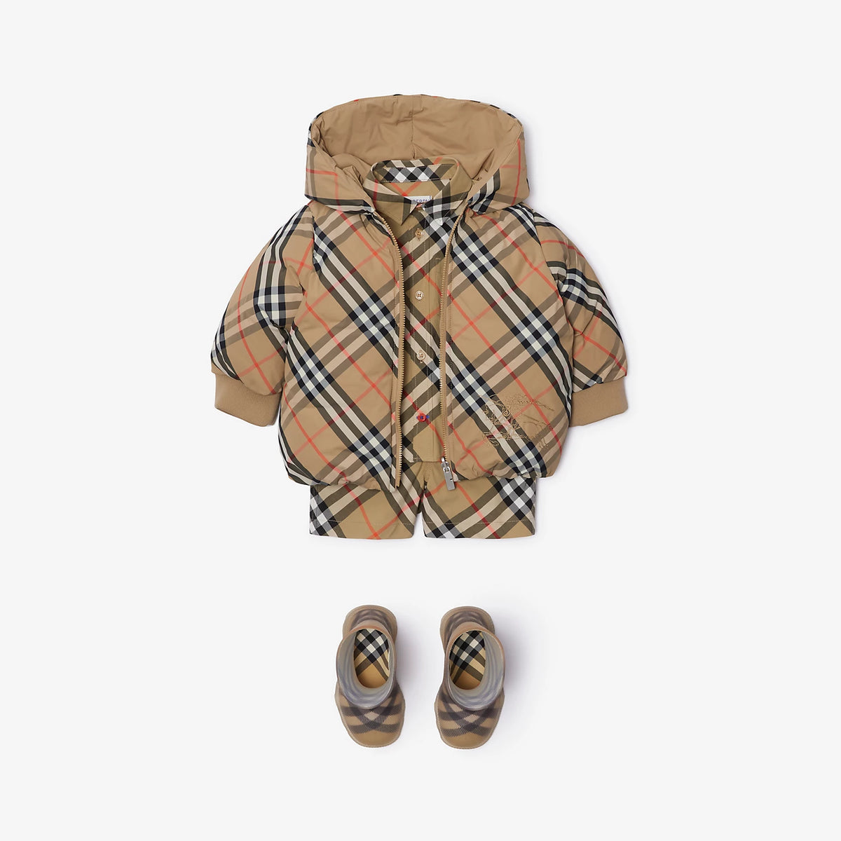 Burberry Baby Beige Check Puffer | Casa Childrenswear
