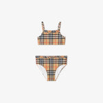 Girls Beige Check Frill Bikini