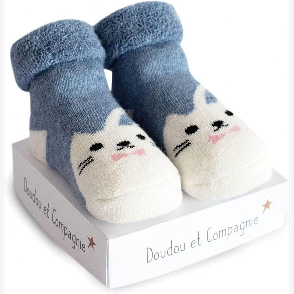 Doudou et Compagnie Newborn Socks "Little Ears" Blue | Casa Childrenswear