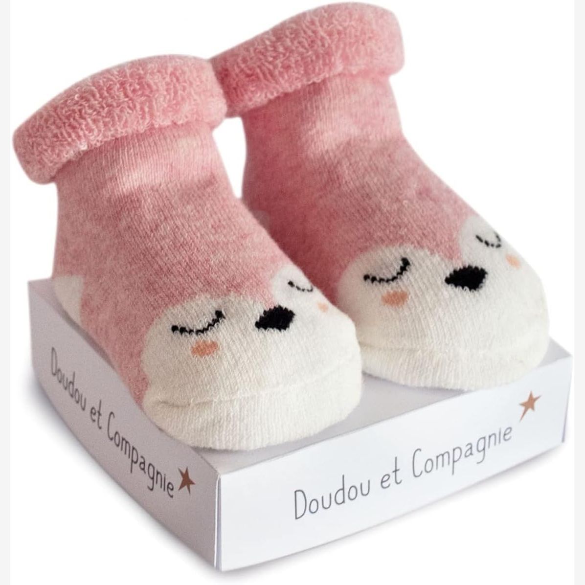 Doudou et Compagnie Newborn Socks "Little Ears" Pink | Casa Childrenswear