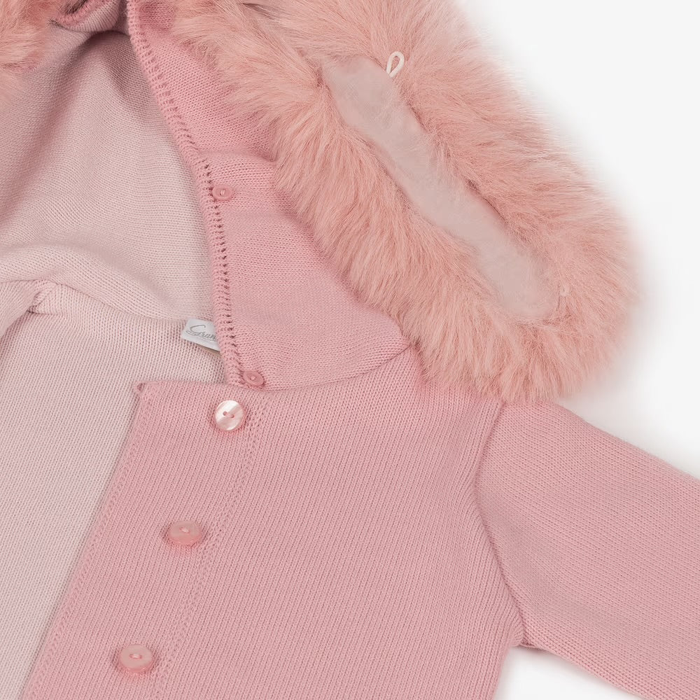 Girls Pink Faux Fur Jacket