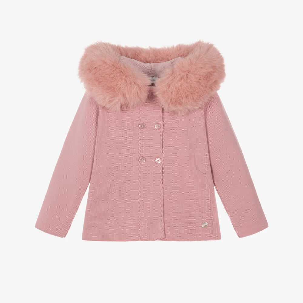 Girls Pink Faux Fur Jacket