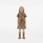 Girls Beige Check Dress
