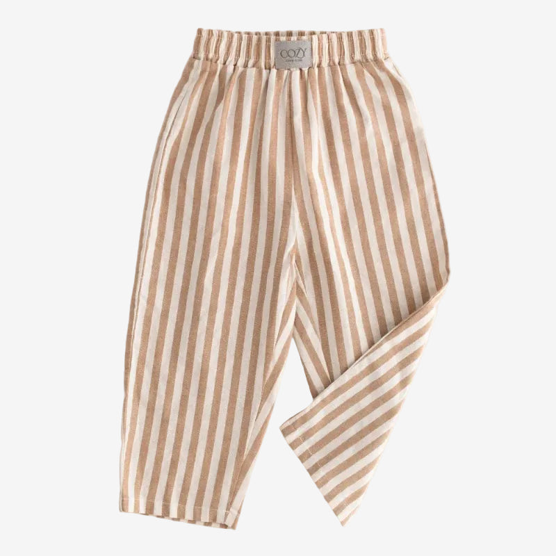 Cozy Striped Beige Pants