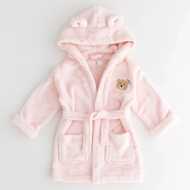 Cozy Pink Bear Hooded Dressing Gown