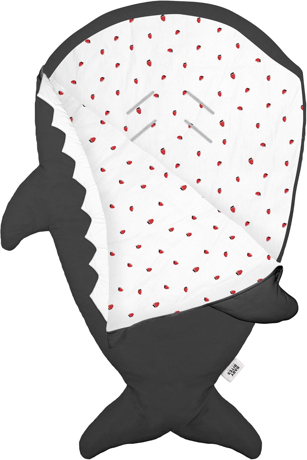 Baby Bites Shark Footmuff Grey Strawberry Inner | Casa Childrenswear