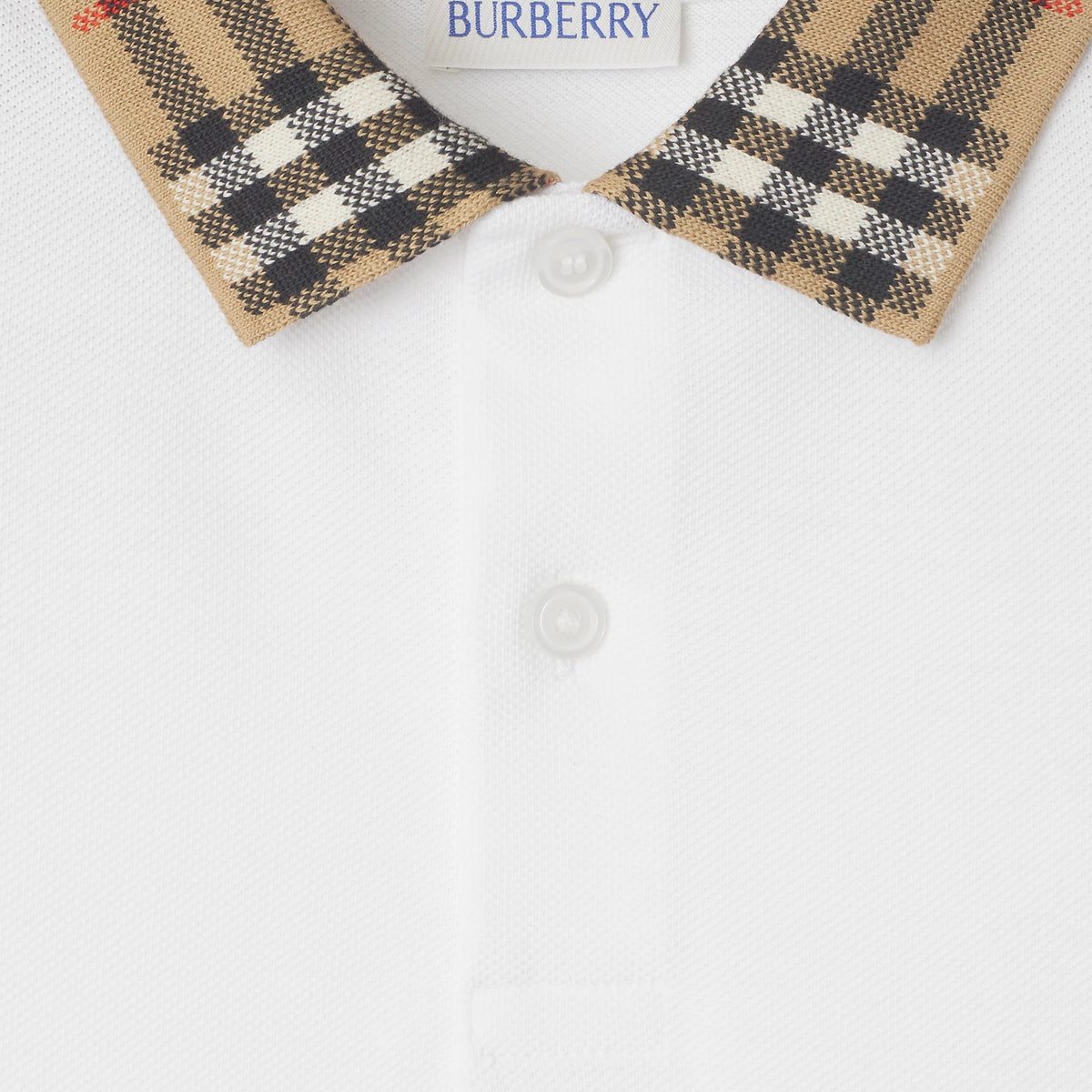 Burberry Boys White Check Polo Shirt | Casa Childrenswear