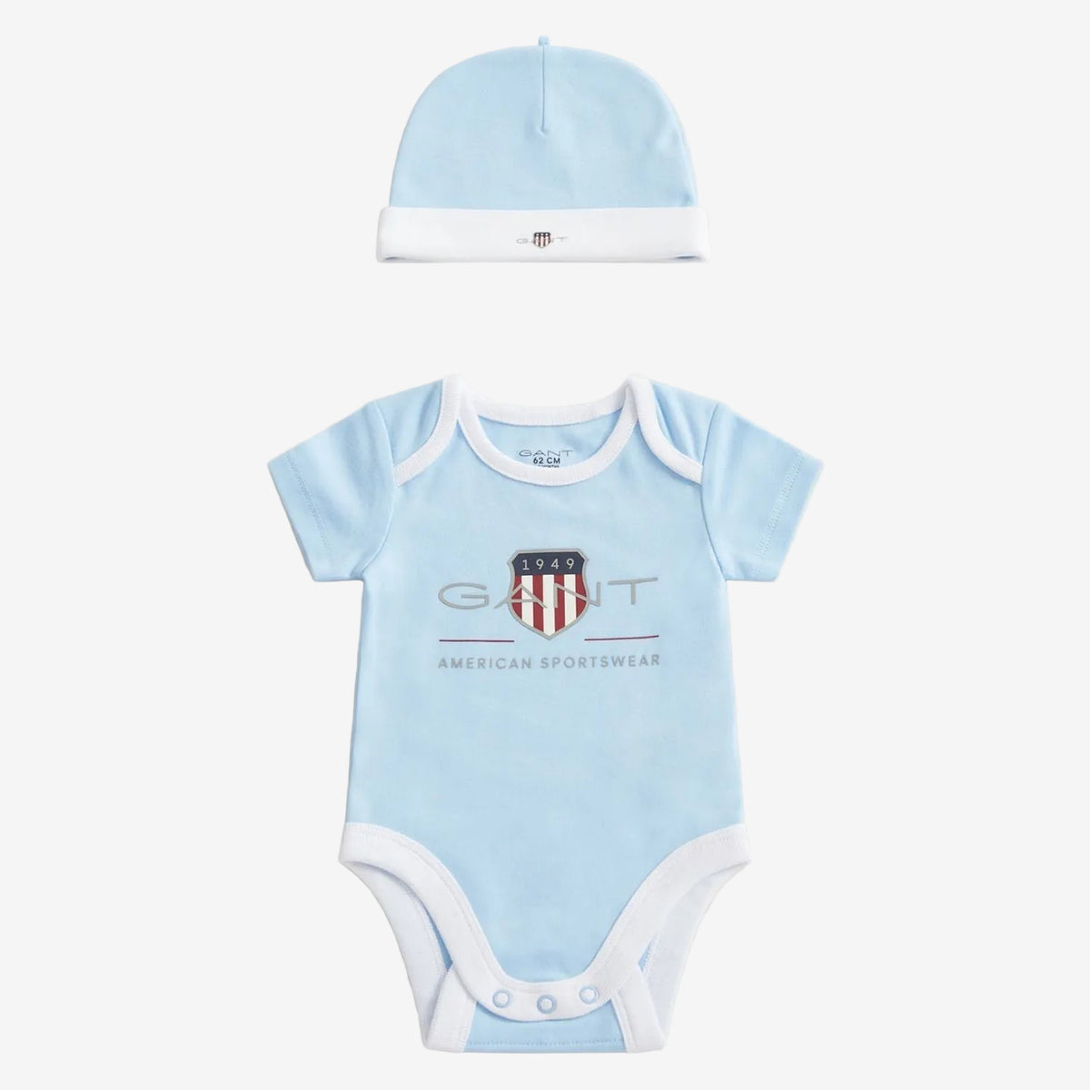 Gant Baby Boys Blue Short Sleeve Romper and Hat Set | Casa Childrenswear