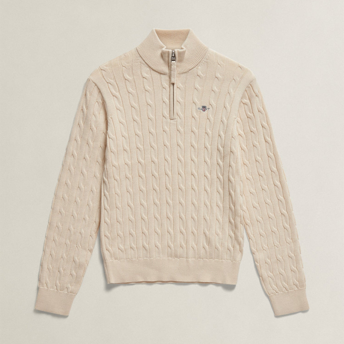 Boys Ivory Half Zip Knit