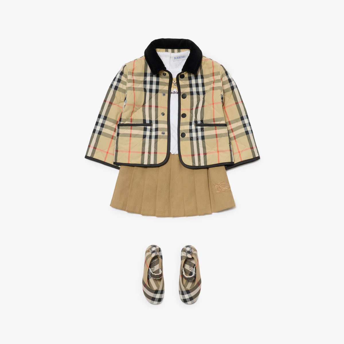 Baby Boys Beige Check Quilted Jacket