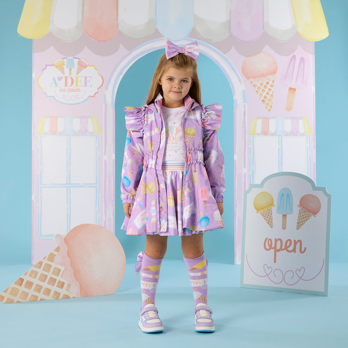 A Dee Sabrina Ice Cream Print Frill Jacket | Casa Childrenswear