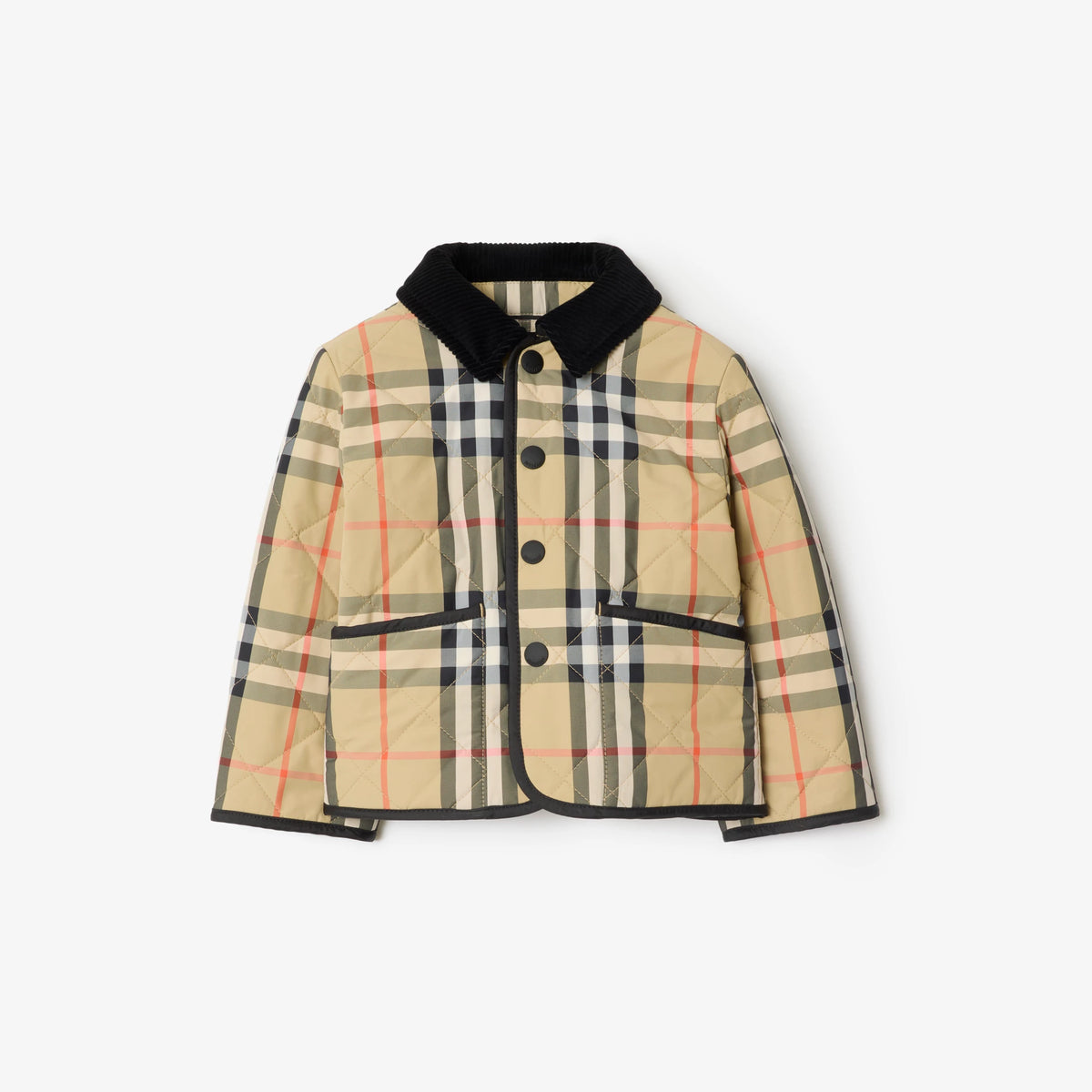 Baby Boys Beige Check Quilted Jacket