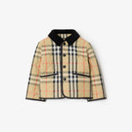 Baby Boys Beige Check Quilted Jacket