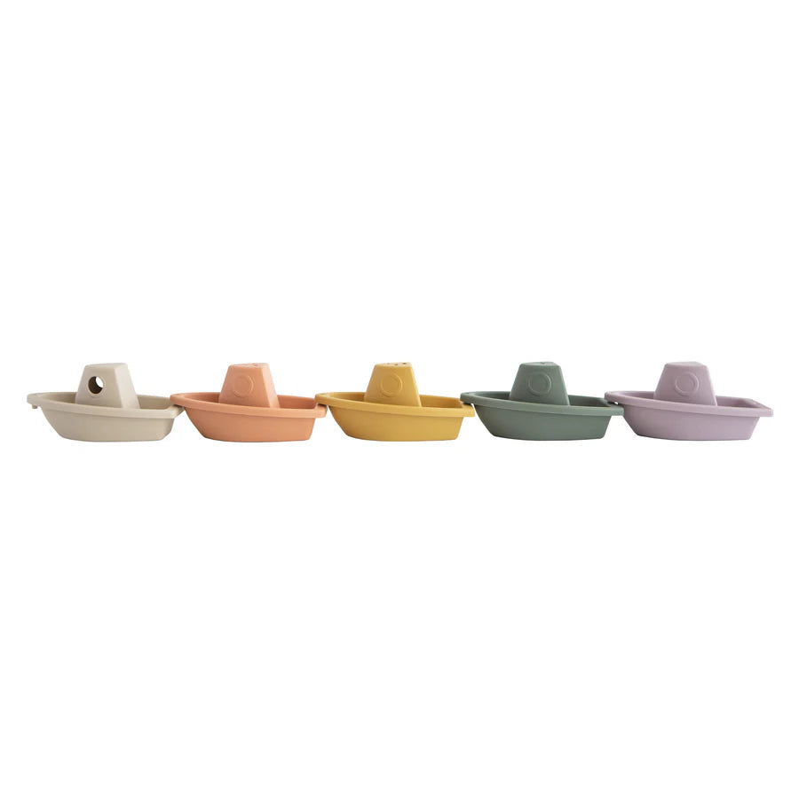Mushie Bath Play Set - Boats Rustic