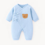 Teddy Bear Blue Boucle Wrap Babygrow