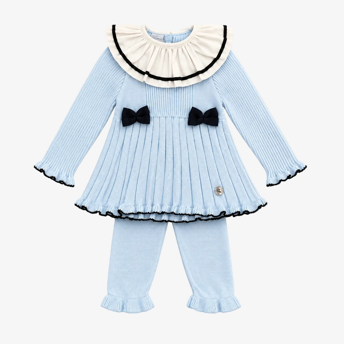 Girls Blue Knit Leggings Set