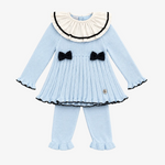 Girls Blue Knit Leggings Set