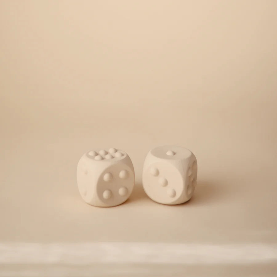 Mushie Dice Press Toy 2-pack - Blush/Shifting Sands