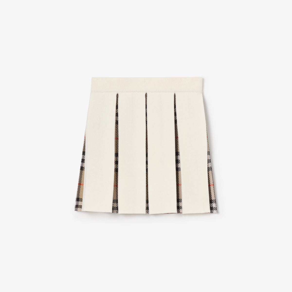 Girls Ivory Check Pleated Skirt