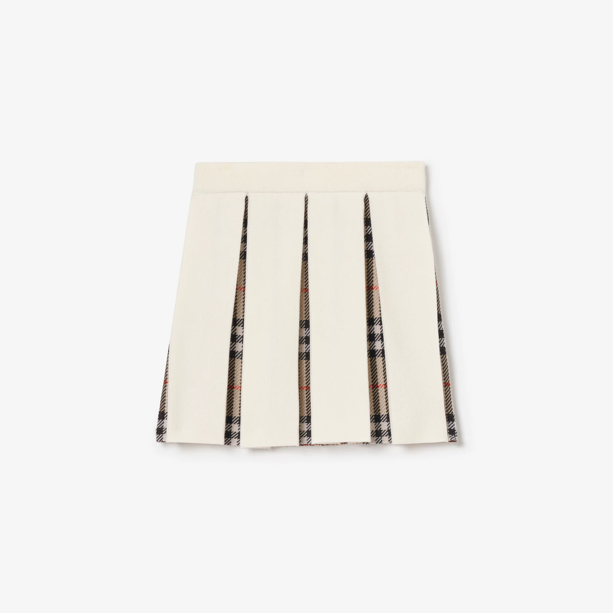 Girls Ivory Check Pleated Skirt
