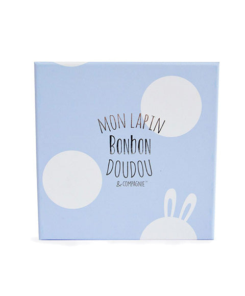 Blue Rabbit Booties Gift Box with Rattle
