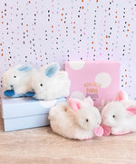 Blue Rabbit Booties Gift Box with Rattle