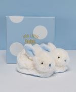 Blue Rabbit Booties Gift Box with Rattle